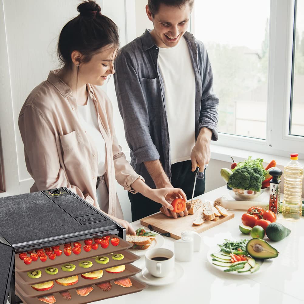 6 Pcs Silicone Dehydrator Sheets With Edge For 14'' X 14'' Trays, Non-Stick Silicone Tray Liner For Excalibur Dehydrator, Reusab